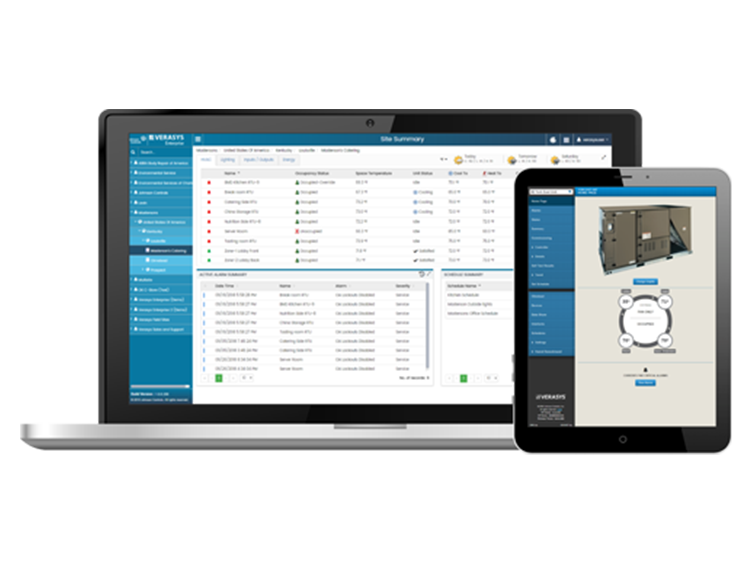 Laptop and tab showcasing the Metasys software interface