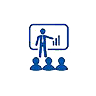 Icon of a person explaining the graph to other employees