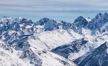 View of snow mountain ranges